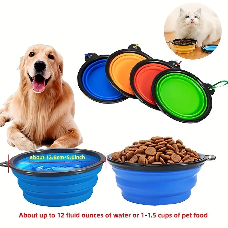 Portable Silicone Dog & Cat Bowl – Collapsible Travel Bowl for Food & Water - DOGGY DEN