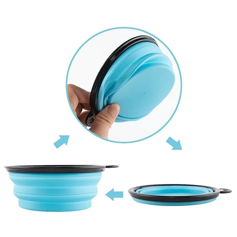Portable Silicone Dog & Cat Bowl – Collapsible Travel Bowl for Food & Water - DOGGY DEN