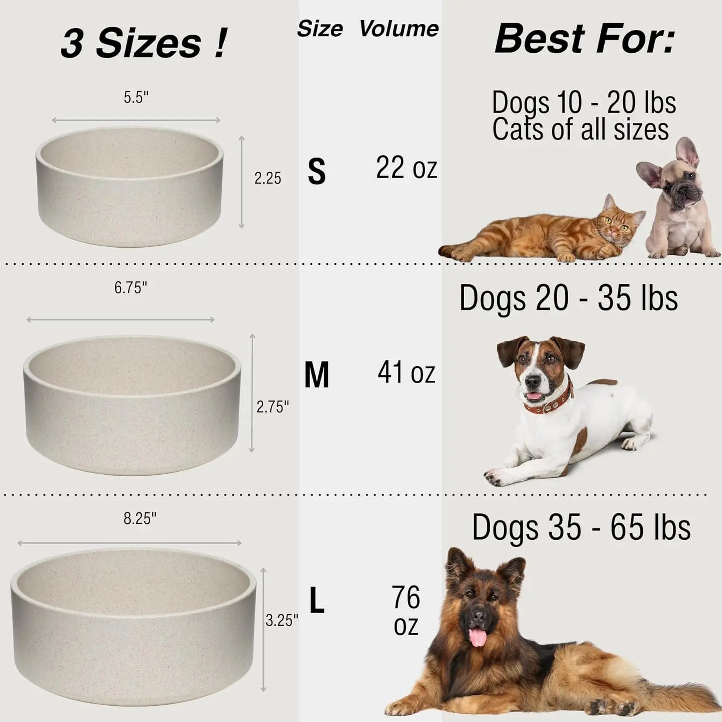 Eco-Friendly Bamboo Pet Bowl – Dishwasher Safe Dog & Cat Bowl (Medium, Oat-Beige) - DOGGY DEN